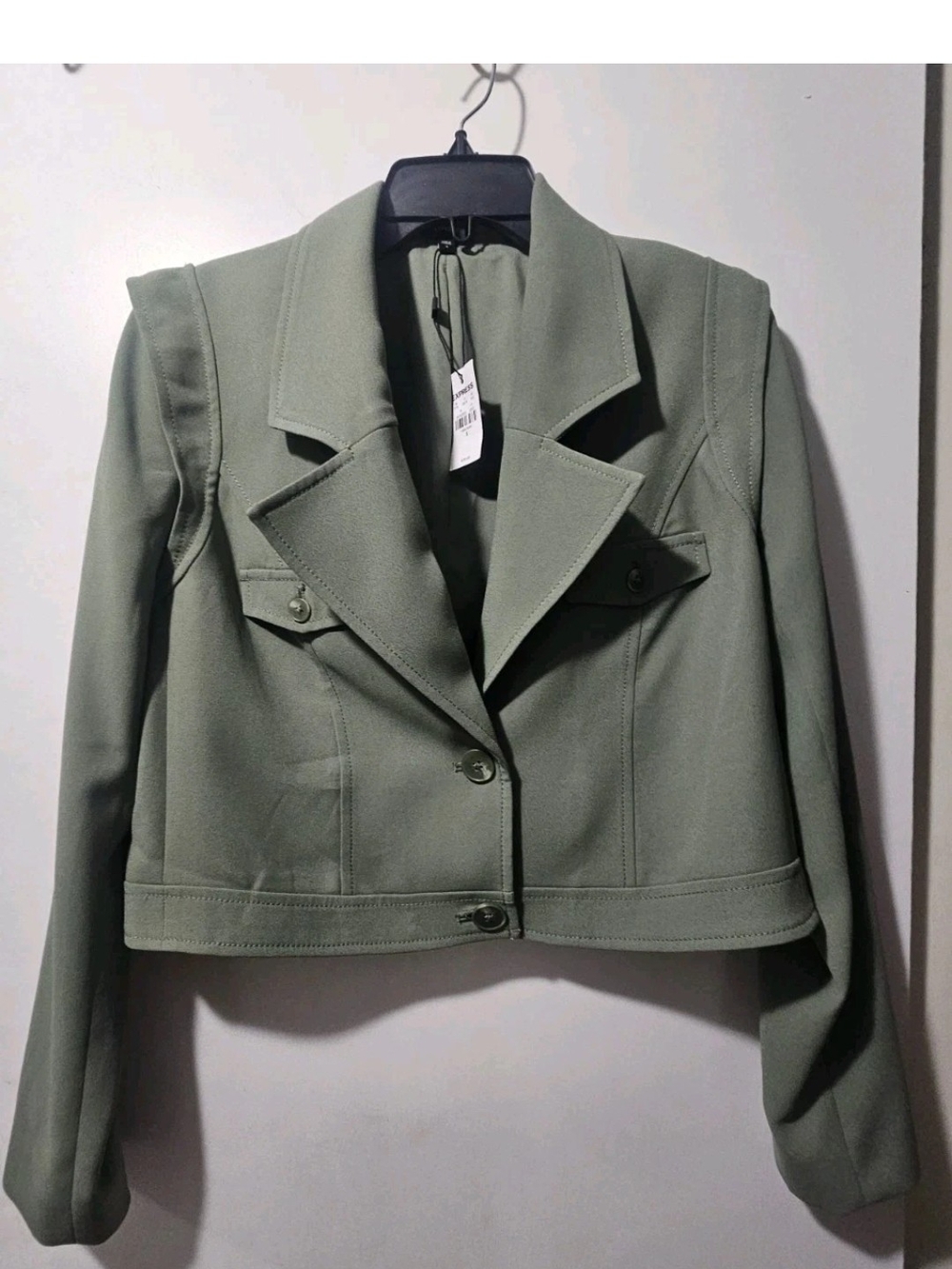 Express Cropped Blazer in Sage Green
